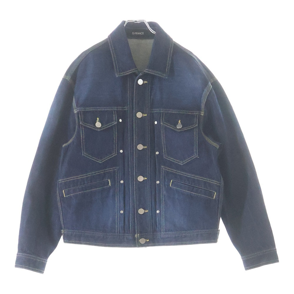 G-FRANCO(ジーフランコ) クロコダイルレザーパッチ付き デニムジャケット インディゴ 24JAWM-01