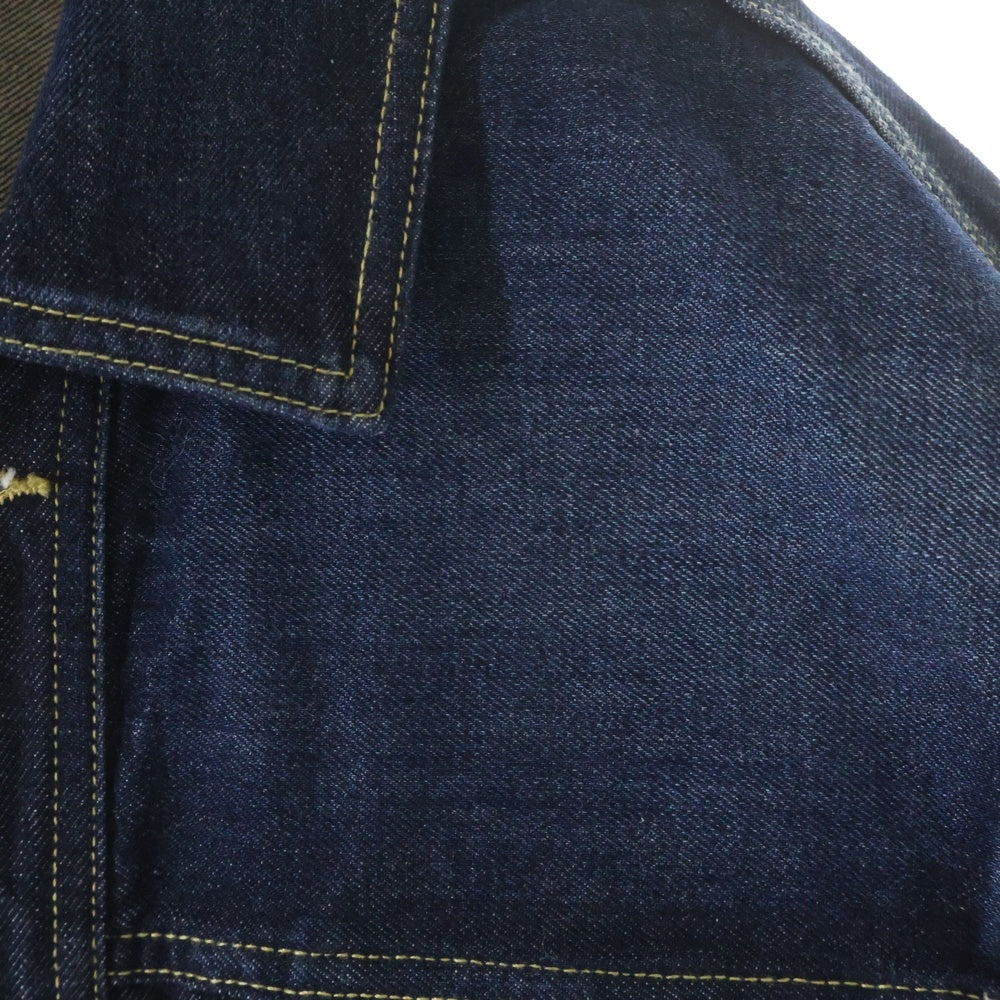 G-FRANCO(ジーフランコ) クロコダイルレザーパッチ付き デニムジャケット インディゴ 24JAWM-01