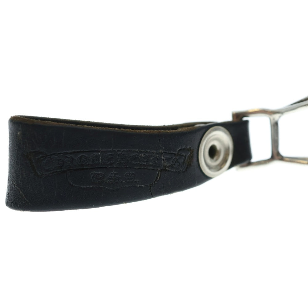 CHROME HEARTS(クロムハーツ) BELT LOOP クロスボールボタンレザーベルトループ シルバー/ブラック BCA397