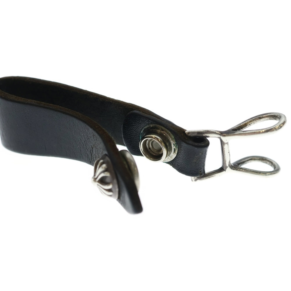 CHROME HEARTS クロムハーツ BELT LOOP クロスボールボタンレザーベルトループ シルバー/ブラック BCA397 CHROME HEARTS(クロムハーツ) BELT LOOP クロスボールボタンレザー