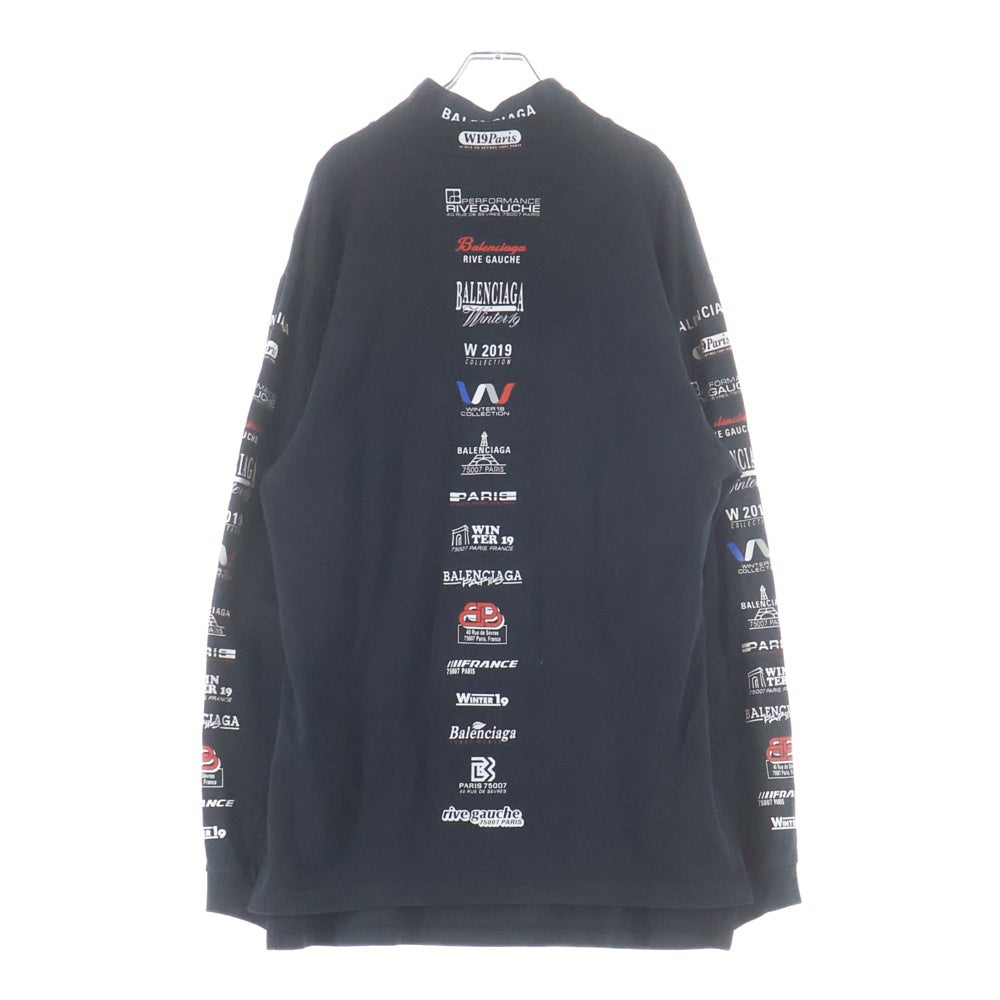 BALENCIAGA(バレンシアガ) 19AW Multi Logo Turtle Neck Long Sleeve Tee マルチロゴ タートルネックロングスリーブTシャツ 長袖カットソー ロンT ブラック 594582 TGV79