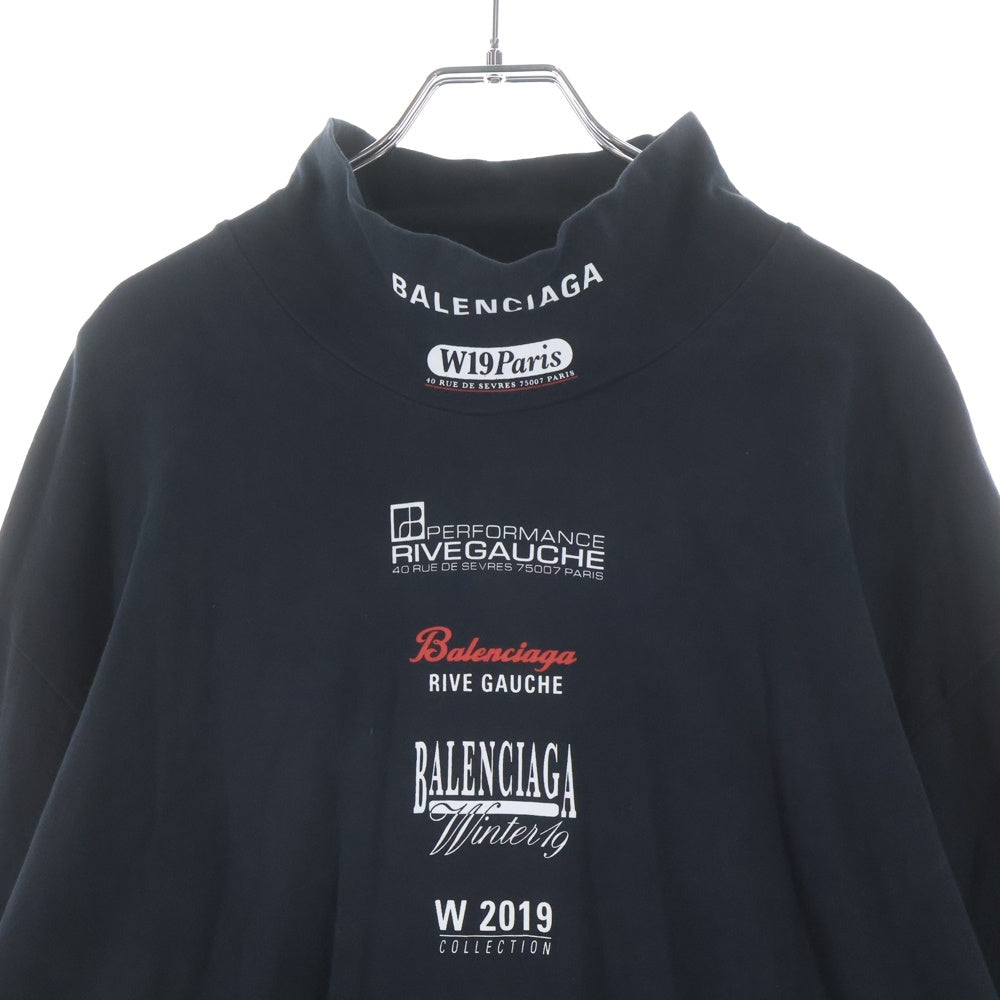 BALENCIAGA(バレンシアガ) 19AW Multi Logo Turtle Neck Long Sleeve Tee マルチロゴ タートルネックロングスリーブTシャツ 長袖カットソー ロンT ブラック 594582 TGV79