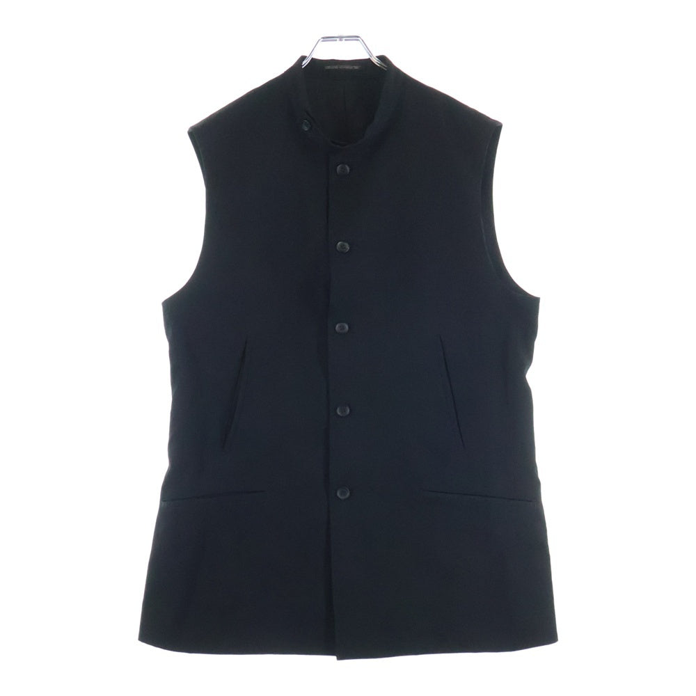 Yohji Yamamoto POUR HOMME(ヨウジヤマモト プールオム) Wool Gabardine Stand Collar Vest ウールジレベスト ブラック HP-V06-100