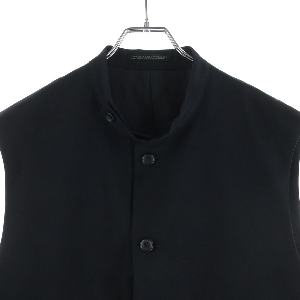 Yohji Yamamoto POUR HOMME(ヨウジヤマモト プールオム) Wool Gabardine Stand Collar Vest ウールジレベスト ブラック HP-V06-100