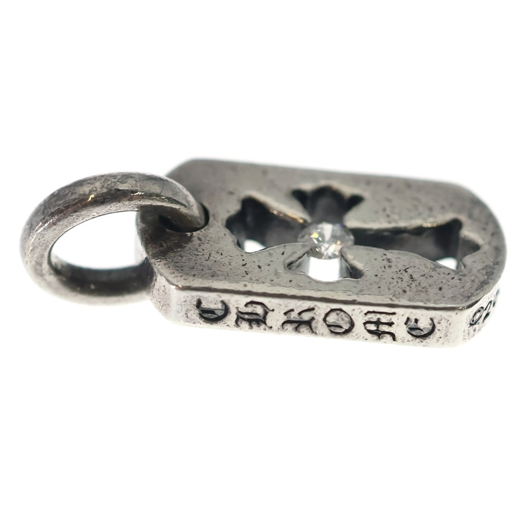 CHROME HEARTS(クロムハーツ) DT TNY CO CRS 1DIA タイニーカットアウトクロスドッグタグ 1ダイヤ チャーム ネックレストップ シルバー BCA410