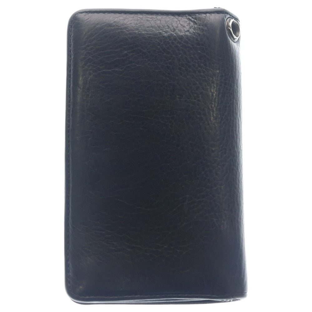 CHROME HEARTS(クロムハーツ) 1ZIP クロスパッチ付き 1ジップ クロスボールボタン レザーウォレット 財布 ブラック