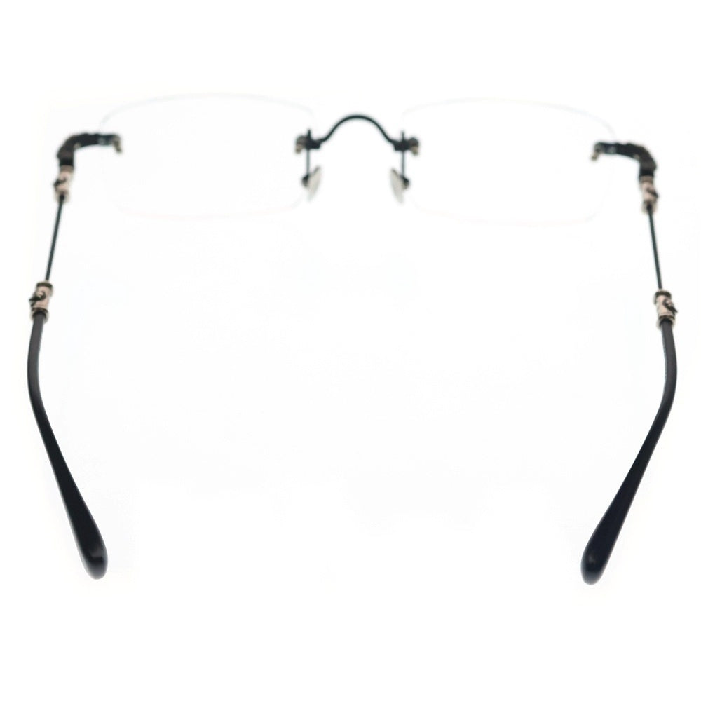 CHROME HEARTS(クロムハーツ) PILLS III 3 フローラル テンプル リムレス スクエア クリアレンズ 眼鏡 メガネ アイウェア ブラック/シルバー