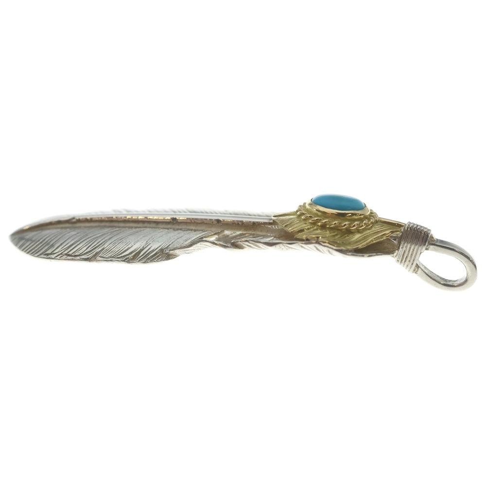 goro's(ゴローズ) 【現行】上金金縄ターコイズ特大フェザー 左向き ペンダントトップ シルバー/ゴールド BGA012