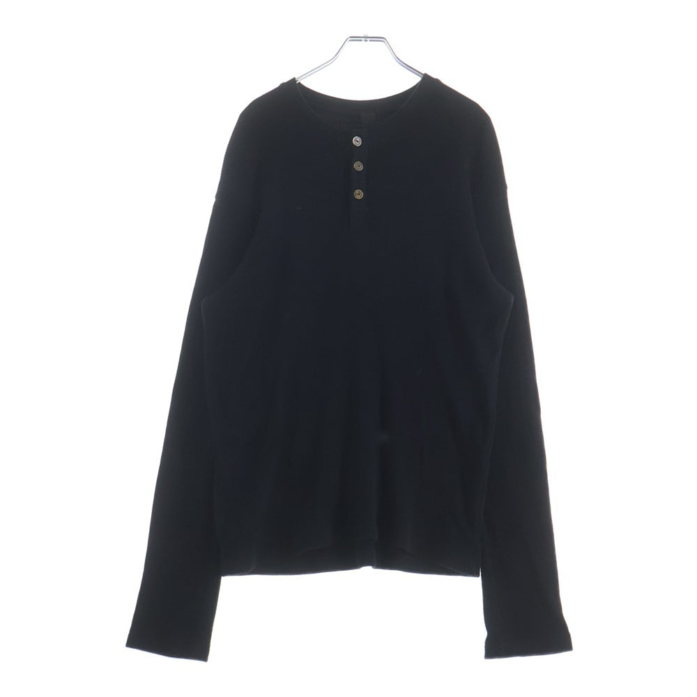 CHROME HEARTS(クロムハーツ) SAILIN ON セメタリークロス刺繍 ヘンリーネック サーマル 長袖Tシャツ ブラック