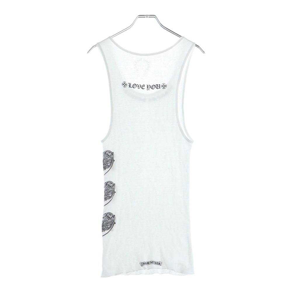 CHROME HEARTS(クロムハーツ) Viny Heart Love You Neck Logo Tank Top プリント タンクトップ ホワイト