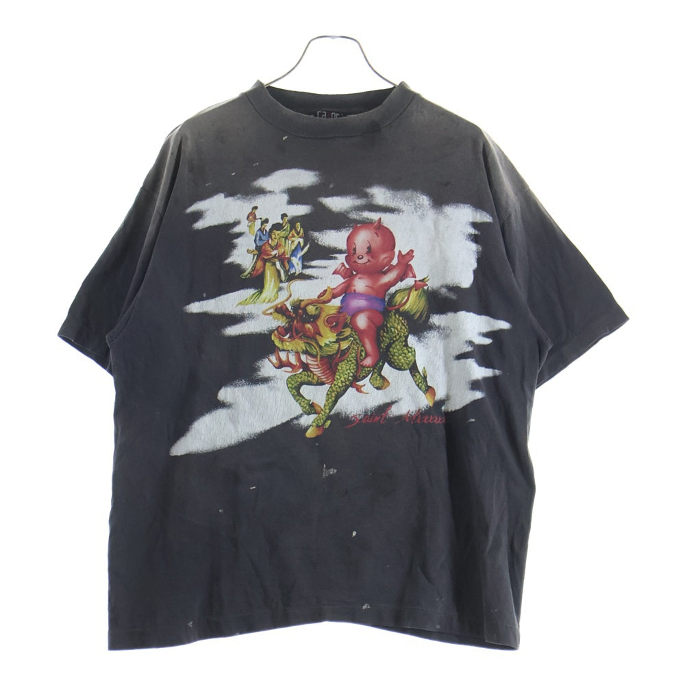SAINT MICHAEL(セントマイケル) 25SS フロントプリント 半袖Tシャツ ブラック SM-HR8-0000-017