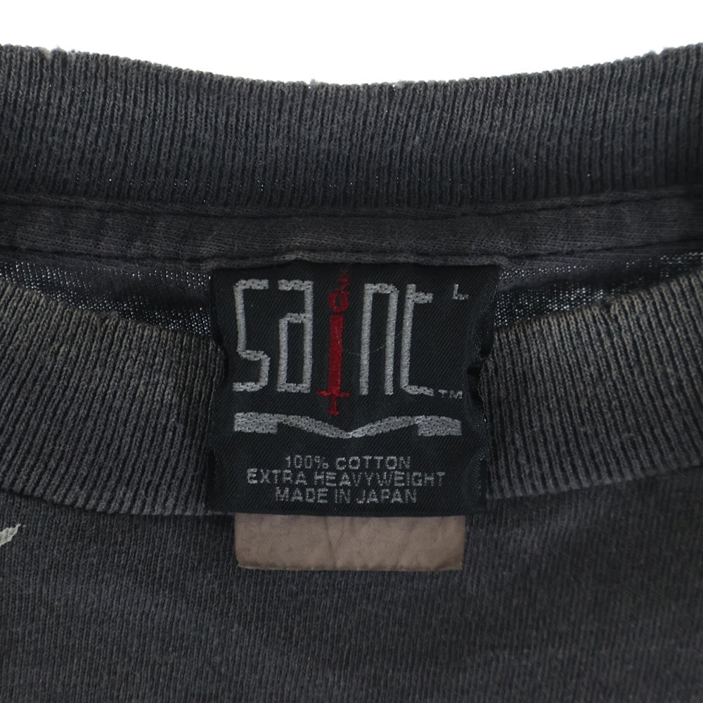 SAINT MICHAEL(セントマイケル) 25SS フロントプリント 半袖Tシャツ ブラック SM-HR8-0000-017