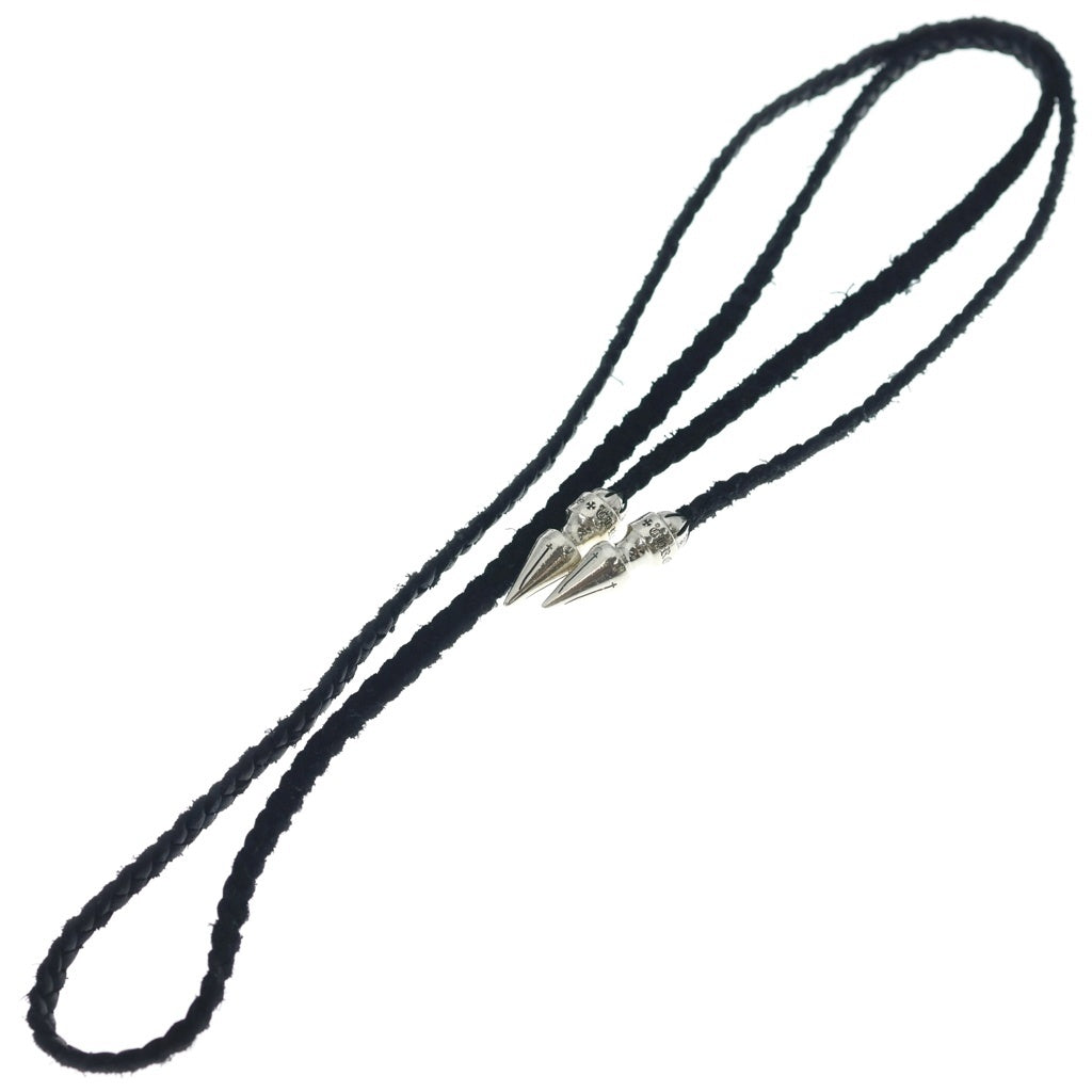 CHROME HEARTS(クロムハーツ) SPIKE LEATHER BRAID スパイクレザーブレード レザーネックレス シルバー/ブラック