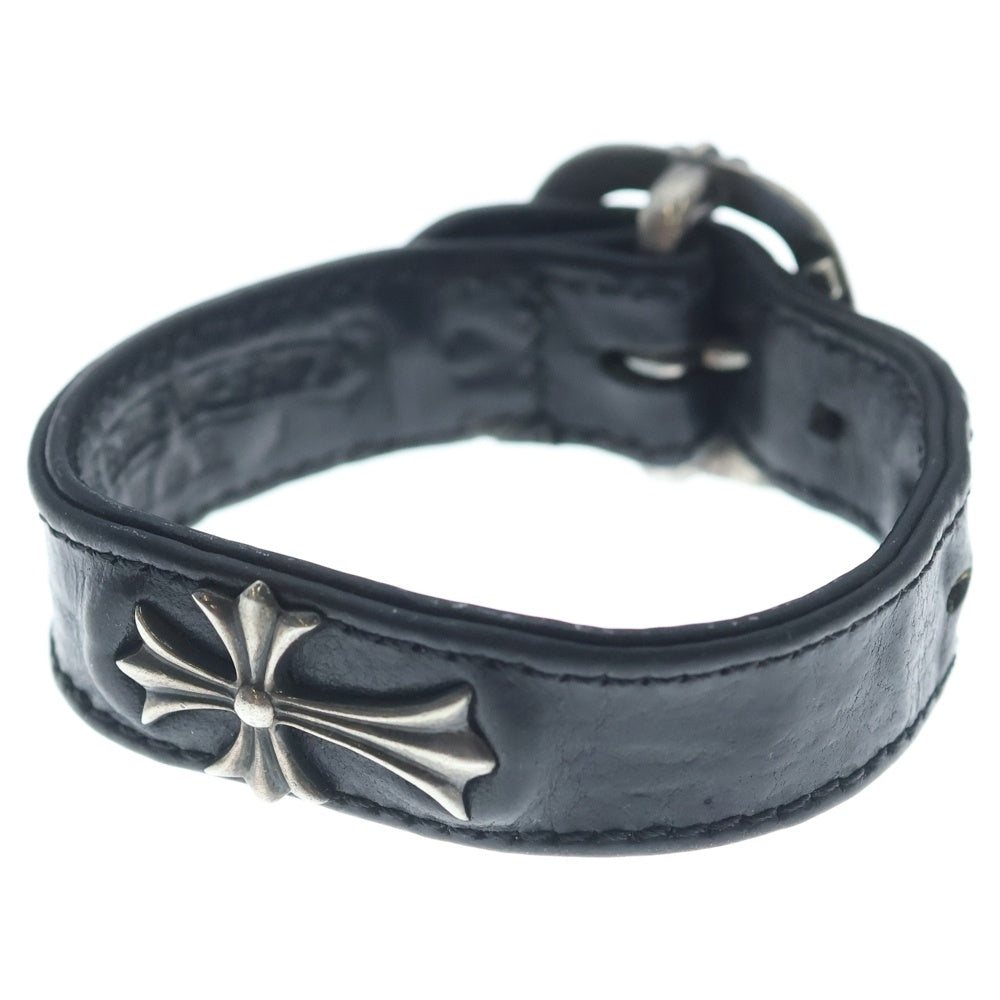 CHROME HEARTS(クロムハーツ) GUNSLINGER ガンスリンガータイニーCHクロス レザーブレスレット ブラック