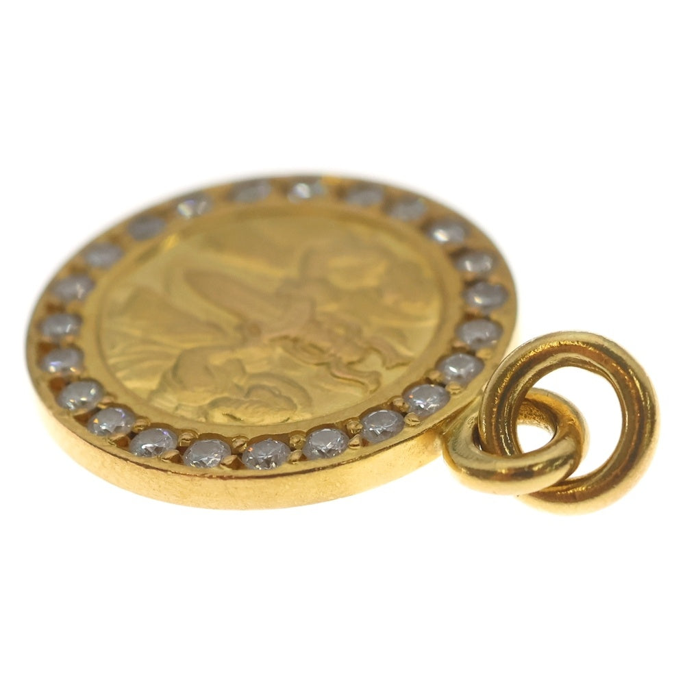 CHROME HEARTS(クロムハーツ) 22K CHRM ANGL MDL P/DIA エンジェルメダル PAVEダイヤ ペンダントトップ ゴールド