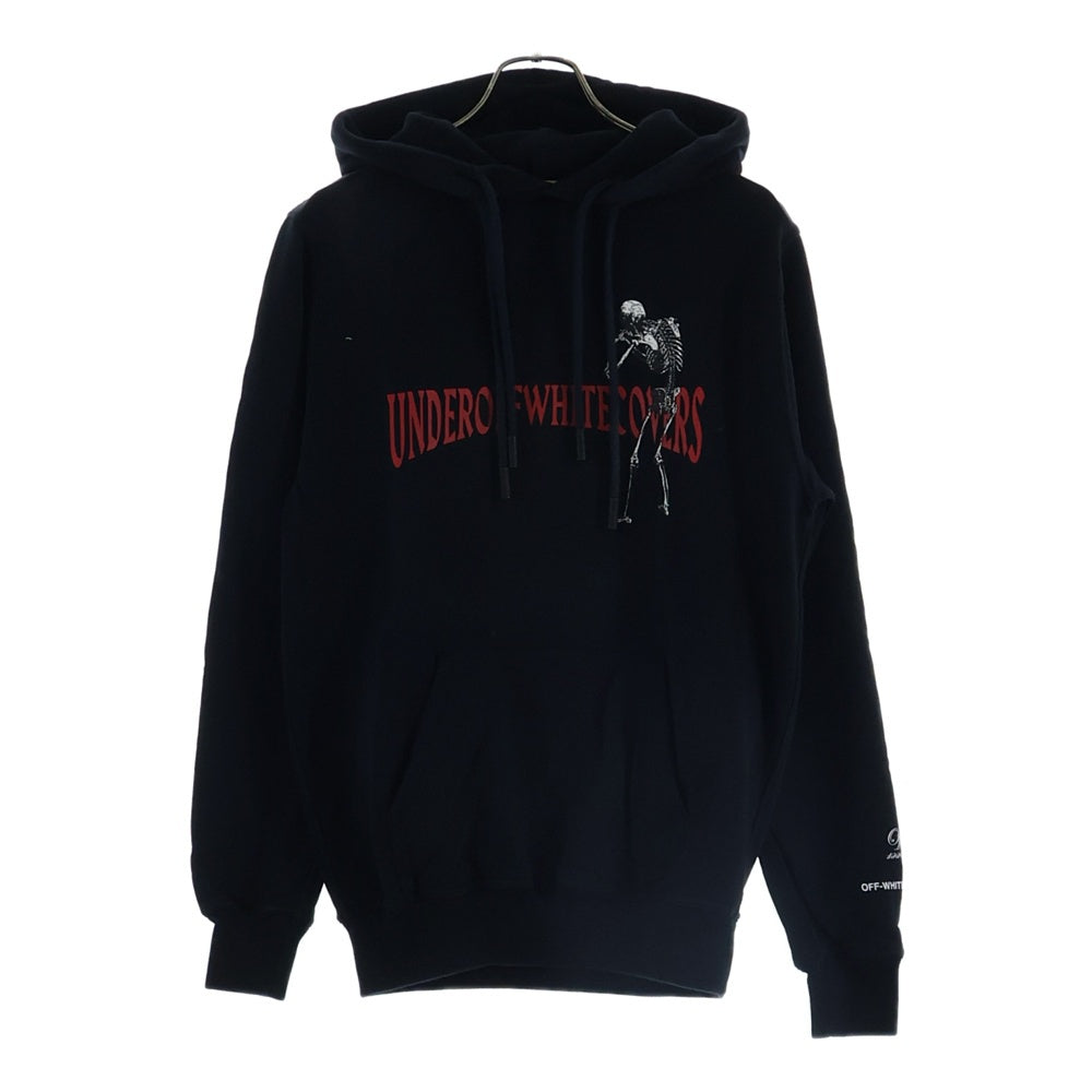 OFF-WHITE(オフホワイト) ×UNDERCOVER SKELETON RVRS HOODIE ロゴプリント パーカー ブラック