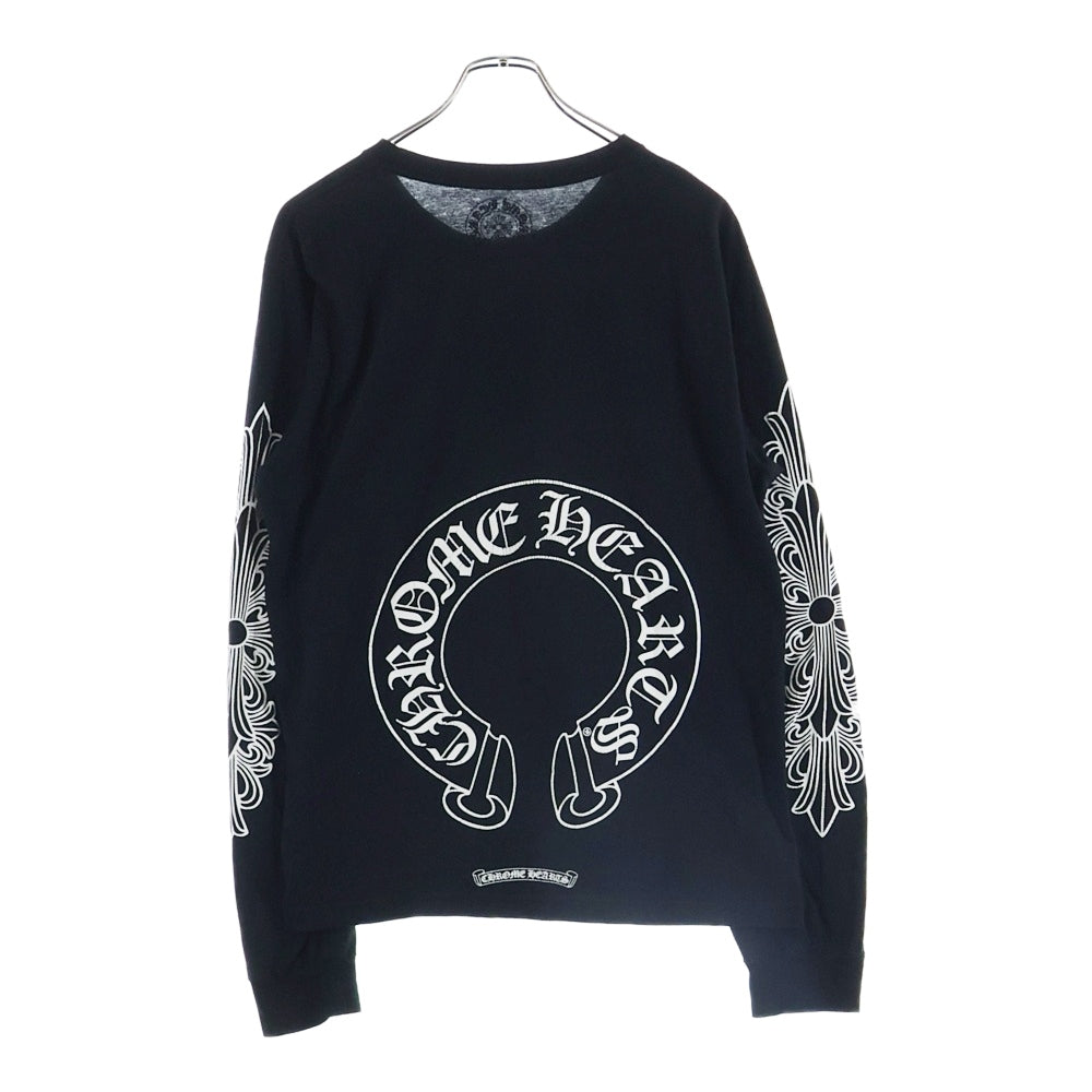 CHROME HEARTS(クロムハーツ) FLRL CRS HORSESHOE L/S フローラルクロス ホースシュー 長袖Tシャツ ブラック