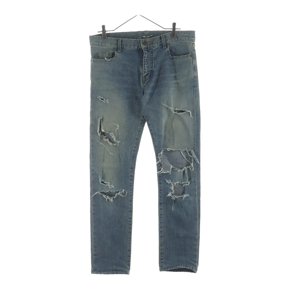SAINT LAURENT PARIS(サンローランパリ) ダメージスキニーデニムパンツ インディゴ 391659 Y915I