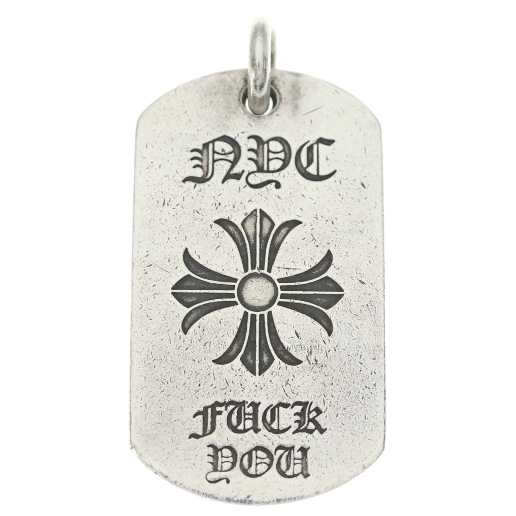 CHROME HEARTS(クロムハーツ) D TAG LRG NYC限定 FUCK YOU CHプラス ドッグタグ ラージ ペンダントトップ シルバー