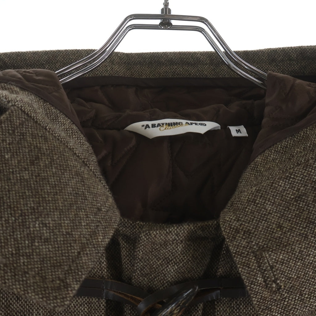 A BATHING APE(アベイシングエイプ) WOOL DUFFLE COAT 裏地キルティング ウール ダッフル フーディー ジップアップ コート ブラウン