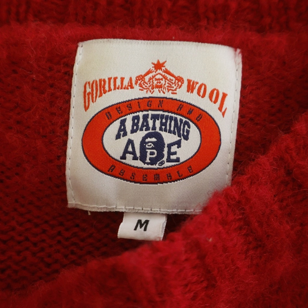 A BATHING APE(アベイシングエイプ) CREW NECK KNIT SWEATER クール ネックニットセーター レッド