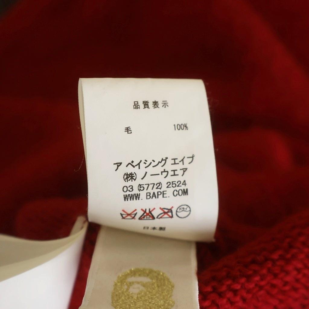 A BATHING APE(アベイシングエイプ) CREW NECK KNIT SWEATER クール ネックニットセーター レッド