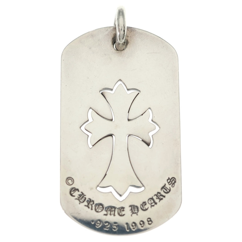 CHROME HEARTS(クロムハーツ) D TAG LRG TNY CRS カットアウトタイニーCHクロス ラージドッグタグ ネックレストップ シルバー