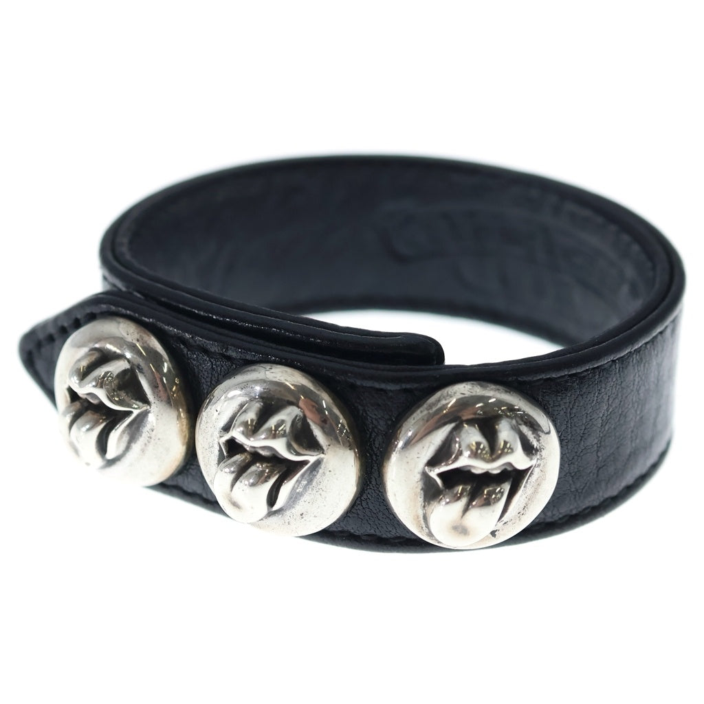 CHROME HEARTS(クロムハーツ) 3BTN 2SNP L&T リップアンドタン 3ボタン2スナップ レザーブレスレット ブラック/シルバー