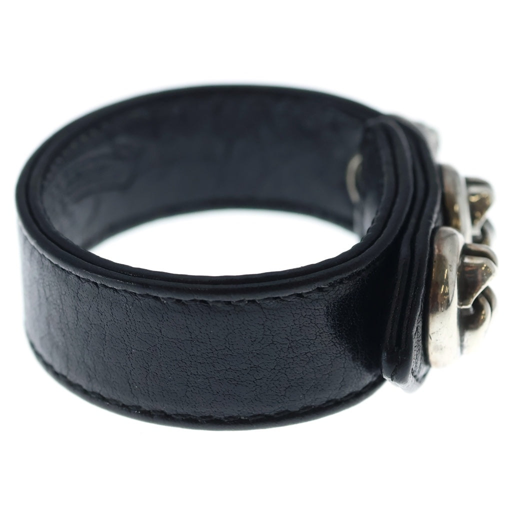 CHROME HEARTS(クロムハーツ) 3BTN 2SNP L&T リップアンドタン 3ボタン2スナップ レザーブレスレット ブラック/シルバー