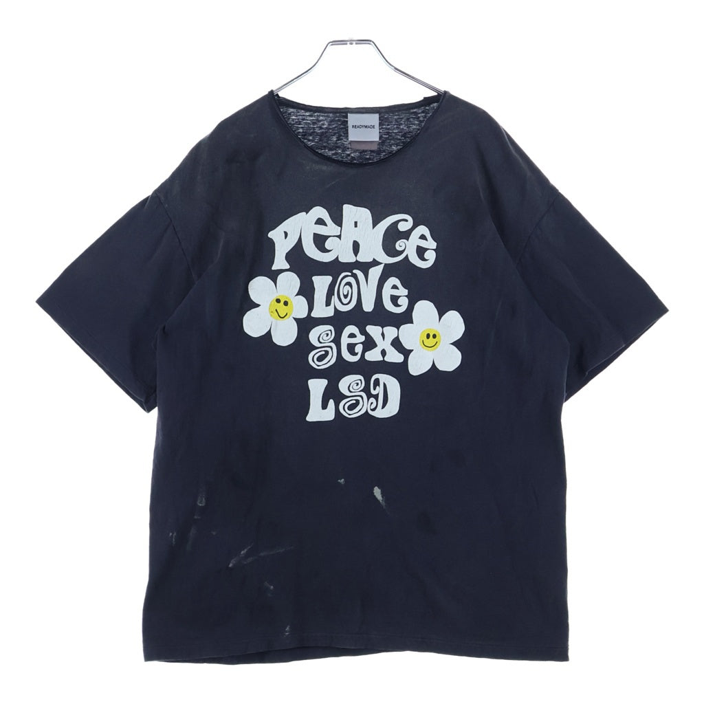 READY MADE(レディメイド) SS T-SHIRT PEACE ロゴプリント Tシャツ 半袖カットソー ブラック RE-CO-BK-00-00-280