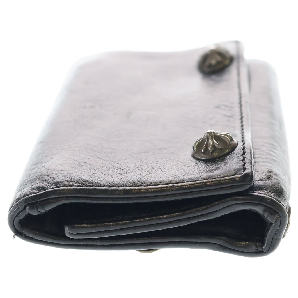 CHROME HEARTS(クロムハーツ) 3FOLD 3フォールド クロスボールボタン クロスパッチ レザーウォレット 財布 ブラック