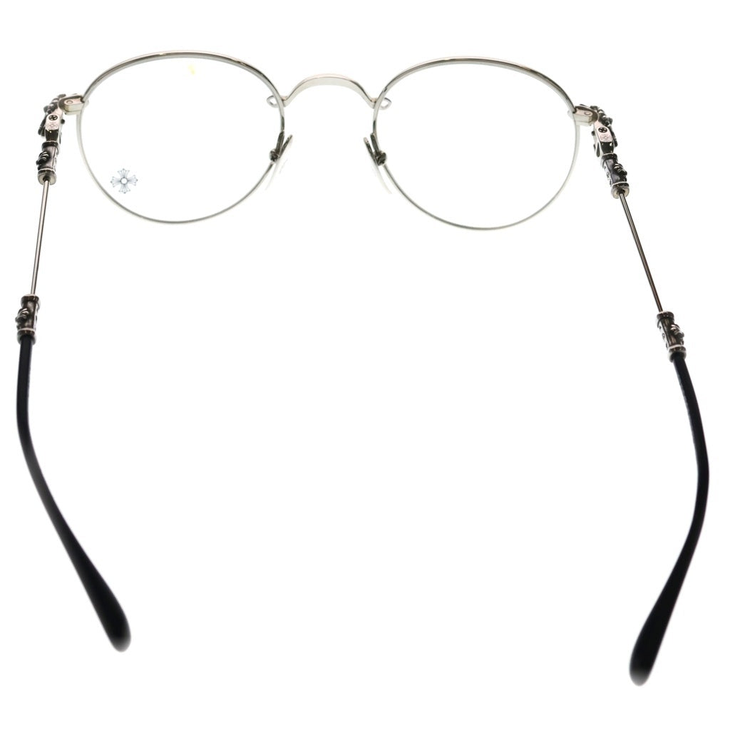 CHROME HEARTS(クロムハーツ) BUBBA-A クロステンプル メタルフレーム ラウンド眼鏡 アイウェア シルバー/ブラック