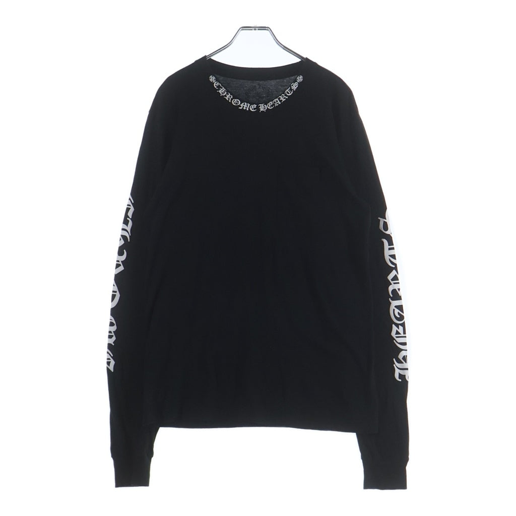 CHROME HEARTS(クロムハーツ) CH LS NECK LOGO ネックロゴプリント 袖ロゴ 長袖Tシャツ ロングスリーブカットソー ブラック