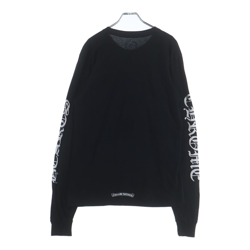 CHROME HEARTS(クロムハーツ) CH LS NECK LOGO ネックロゴプリント 袖ロゴ 長袖Tシャツ ロングスリーブカットソー ブラック