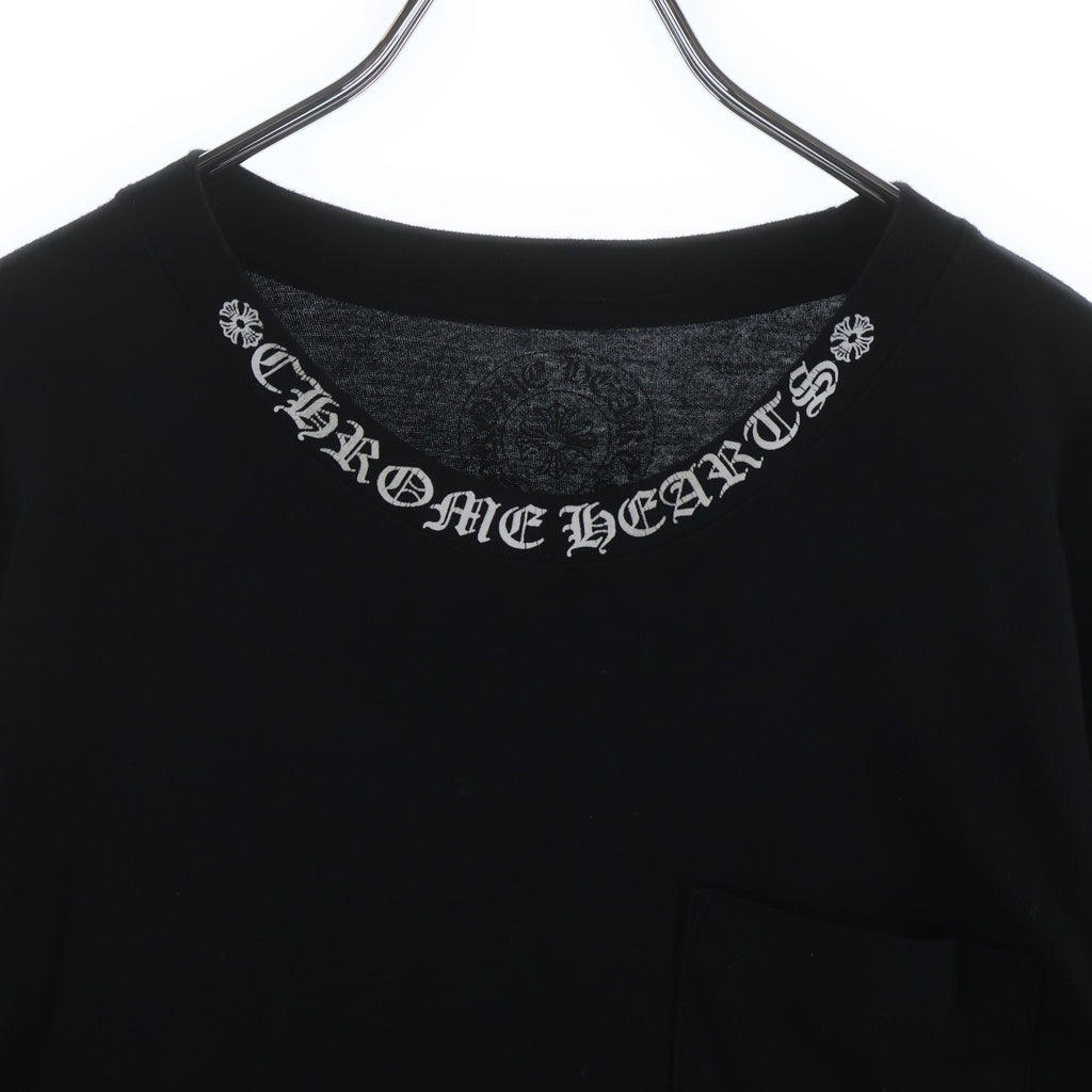 CHROME HEARTS(クロムハーツ) CH LS NECK LOGO ネックロゴプリント 袖ロゴ 長袖Tシャツ ロングスリーブカットソー ブラック