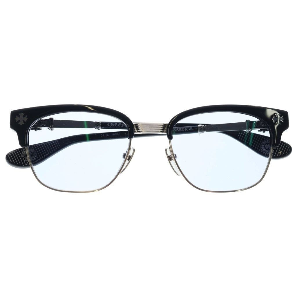 CHROME HEARTS(クロムハーツ) BONENNOISSEUR II テンプルCHクロス ハーフリム アイウェア 眼鏡 メガネ ブラック/シルバー