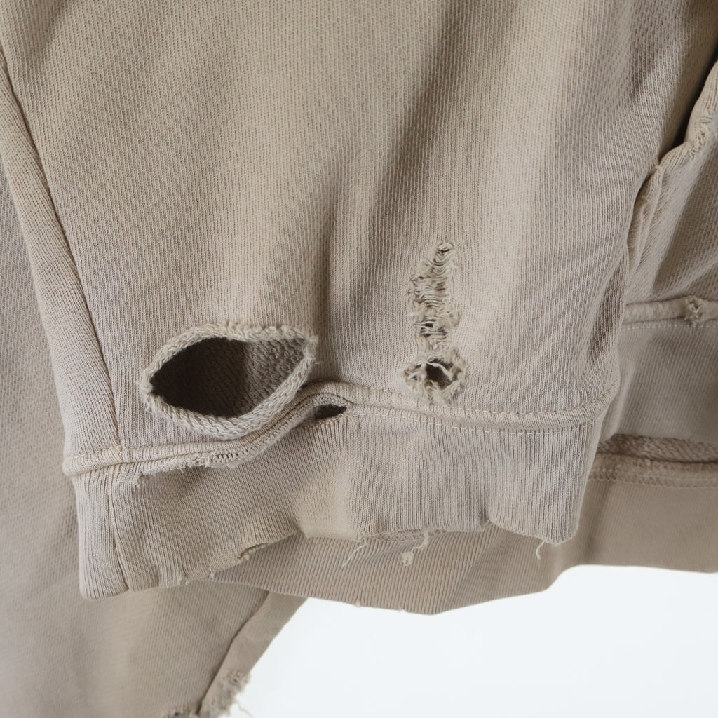 Paly Hollywood(パリーハリウッド) CONFESSIONS HOODIE BROWN ダメージ加工プルオーバーパーカー フーディー ベージュ