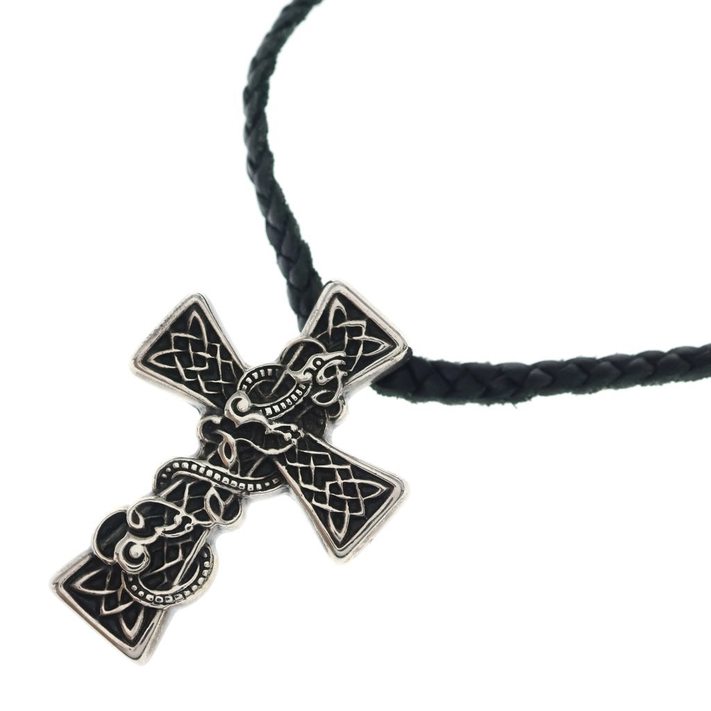CHROME HEARTS(クロムハーツ) CELTIC CROSS XS ケルティッククロス Wレザーブレイドネックレス シルバー レディース