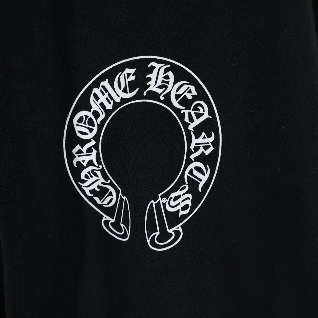 CHROME HEARTS(クロムハーツ) SWTSHRT PLVR 袖フローラル バックホースシュープリント スウェット プルオーバーパーカー ブラック