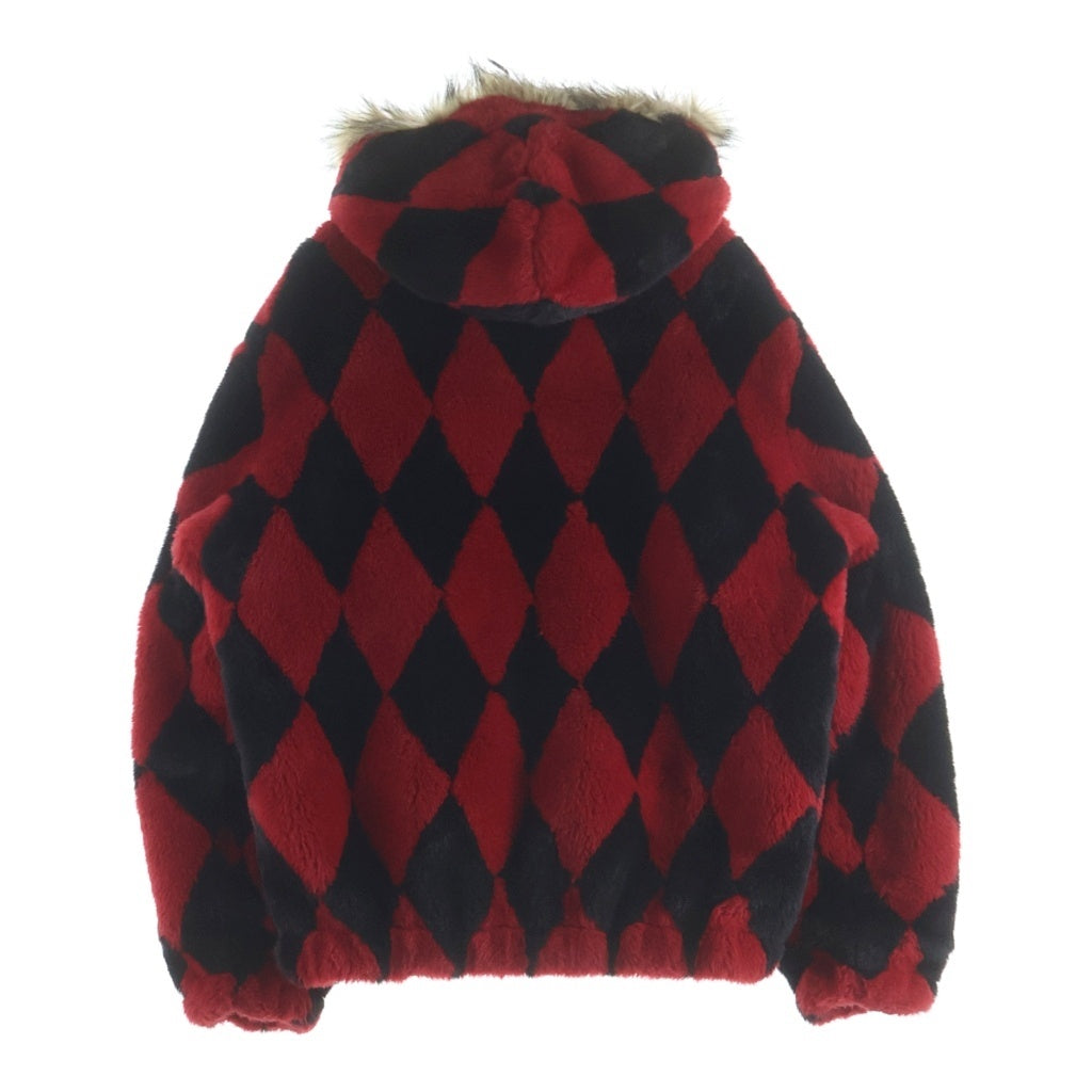 SUPREME(シュプリーム) 18AW Diamond Faux Fur Jacket ダイヤモンド フェイクファー ジャケット レッド