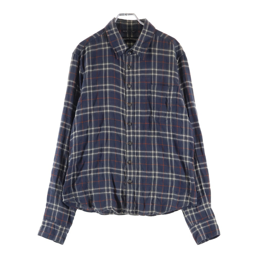 CHROME HEARTS(クロムハーツ) LOOSE ENDS ルーズエンド クロスボールボタン 長袖チェックシャツ ネイビー