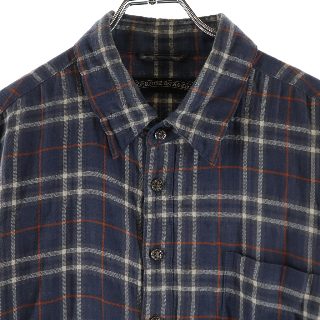 CHROME HEARTS(クロムハーツ) LOOSE ENDS ルーズエンド クロスボールボタン 長袖チェックシャツ ネイビー