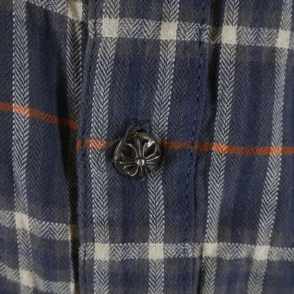 CHROME HEARTS(クロムハーツ) LOOSE ENDS ルーズエンド クロスボールボタン 長袖チェックシャツ ネイビー