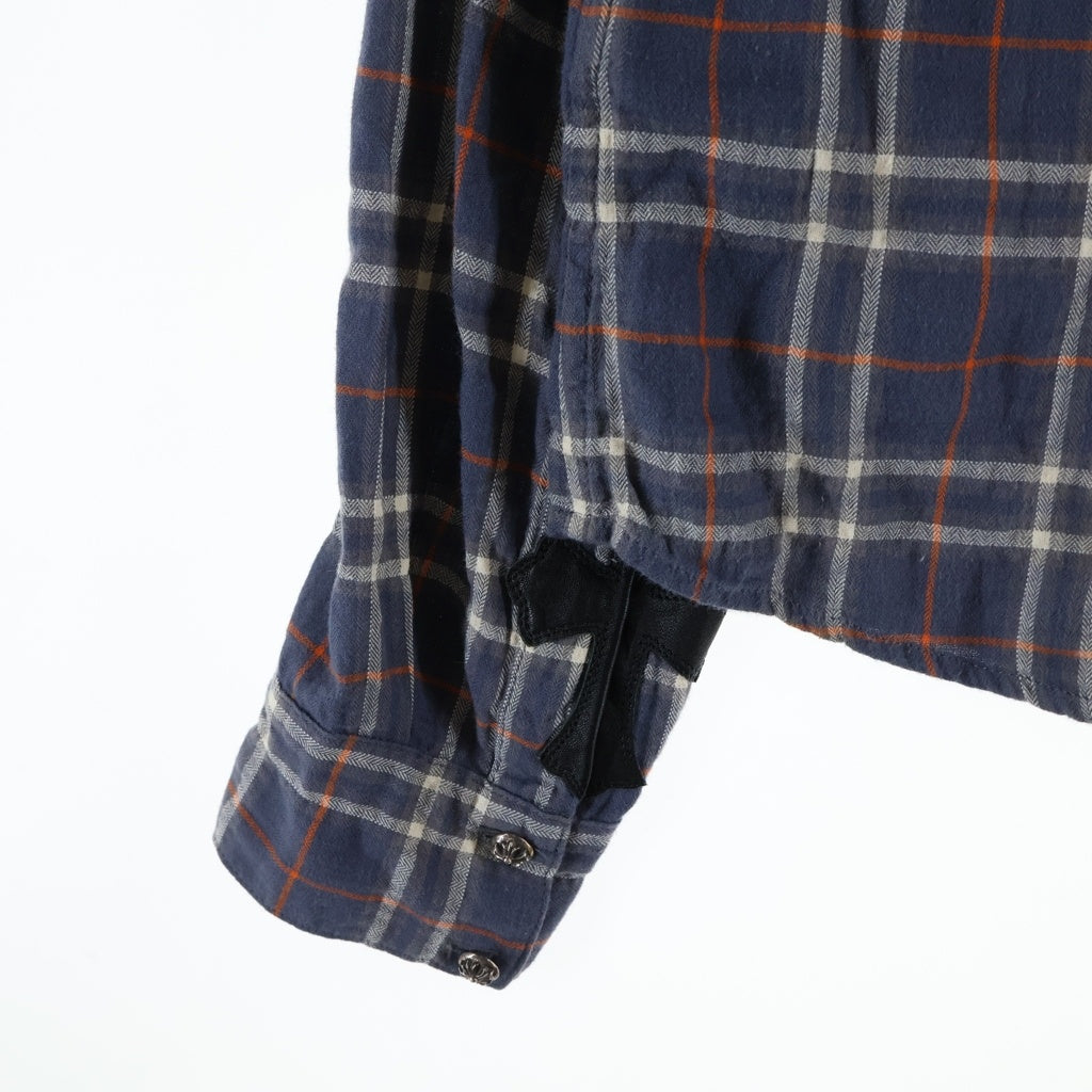 CHROME HEARTS(クロムハーツ) LOOSE ENDS ルーズエンド クロスボールボタン 長袖チェックシャツ ネイビー
