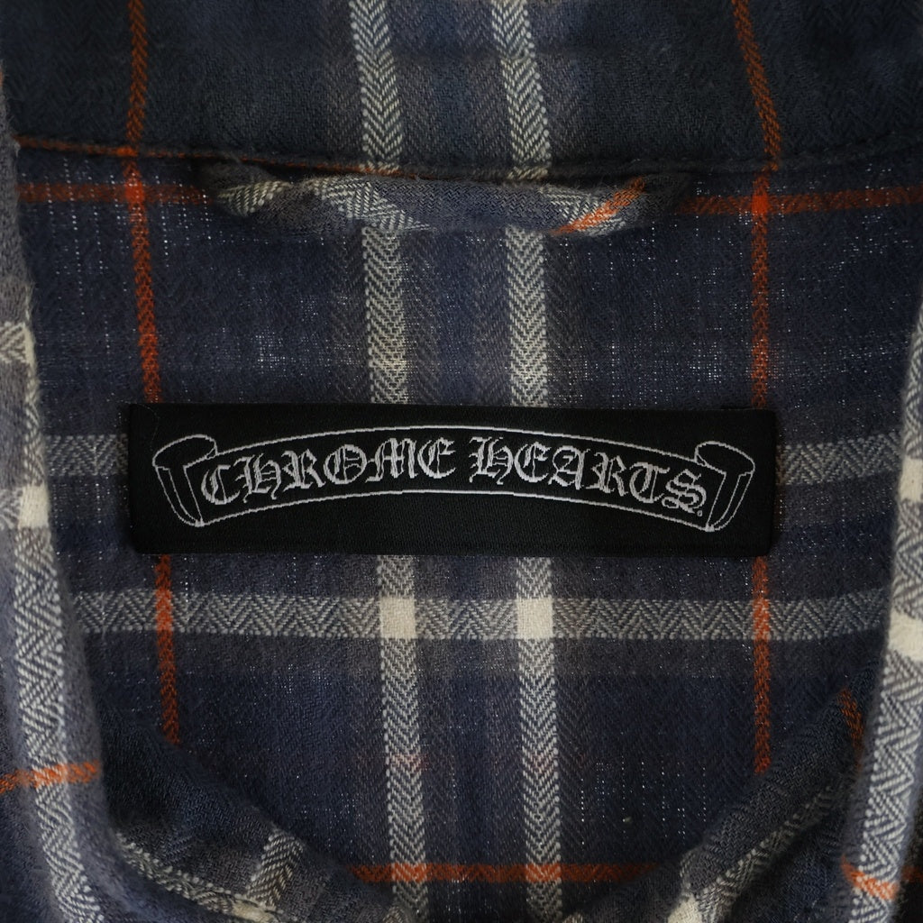 CHROME HEARTS(クロムハーツ) LOOSE ENDS ルーズエンド クロスボールボタン 長袖チェックシャツ ネイビー