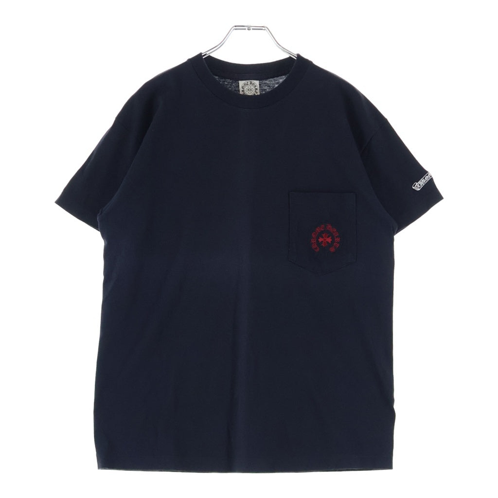 CHROME HEARTS(クロムハーツ) OLD Horseshoe Tee オールドモデル ホースシュー刺繍ポケット クルーネック半袖Tシャツカットソー ブラック