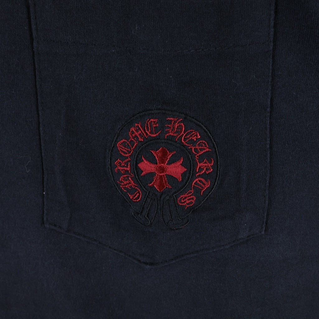 CHROME HEARTS(クロムハーツ) OLD Horseshoe Tee オールドモデル ホースシュー刺繍ポケット クルーネック半袖Tシャツカットソー ブラック