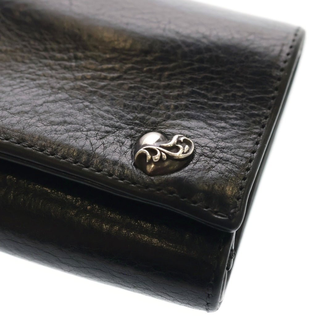 CHROME HEARTS(クロムハーツ) 3FOLD 3フォールド ハートボタン レザーウォレット 財布 ブラック