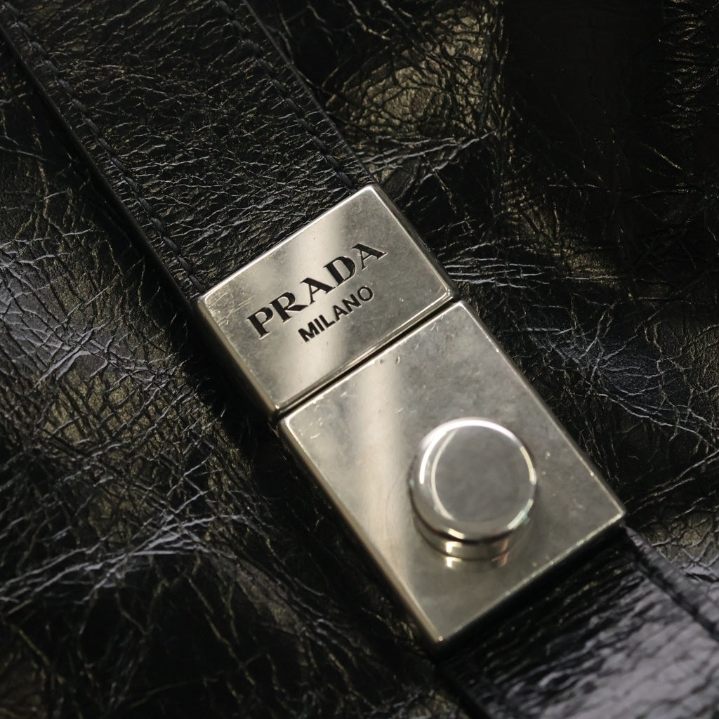 PRADA(プラダ) スモール レザー トート ハンドバッグ ブラック レディース