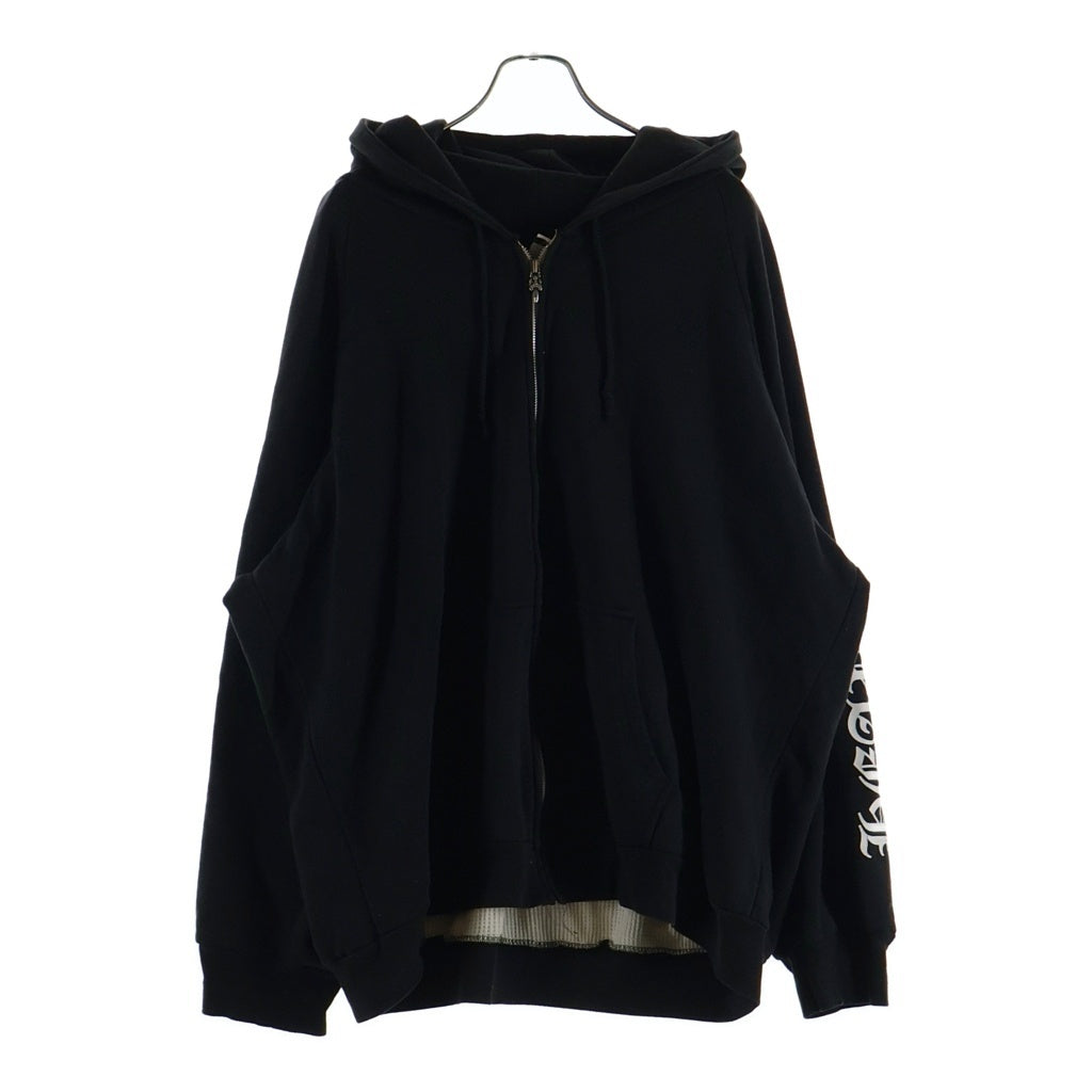 CHROME HEARTS(クロムハーツ) OLD THRML SWTSHRT HD ZIP 裏地サーマルアームロゴ バックホースシュープリント ダガージップアップパーカー ブラック